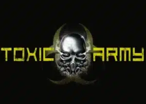 Toxic army logo on a black background.