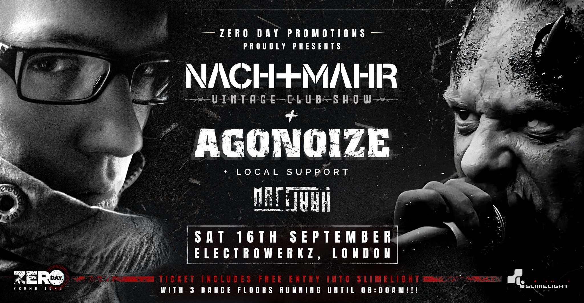 A poster for Matt Hart supporting Nachtmahr and Agonoize.