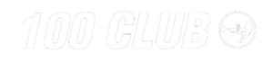 Text reading "100 CLUB" in bold letters, with the 100 Club logo—a circular icon featuring a flexed arm and lightning bolt—displayed to the right.