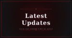 Dark background with red accents and white text that reads "Latest Updates" and smaller text below saying "From the darker side of music.