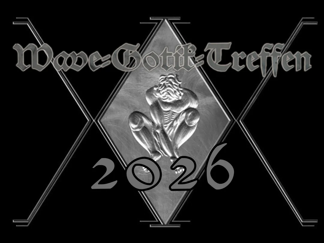 WGT 2026 logo with gothic lettering, a skeletal figure sitting in the centre, and "2026" written below on a black background.